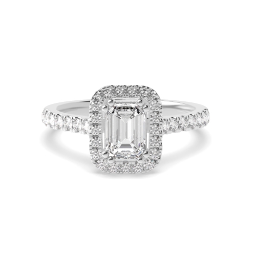 Emerald Platinum Halo Engagement Ring