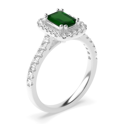 4 Prong Emerald Halo Diamond Jewellery