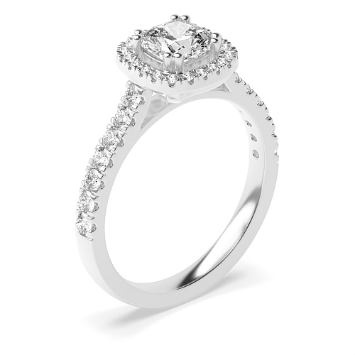 4 Prong Cushion Twin claws Halo Engagement Rings
