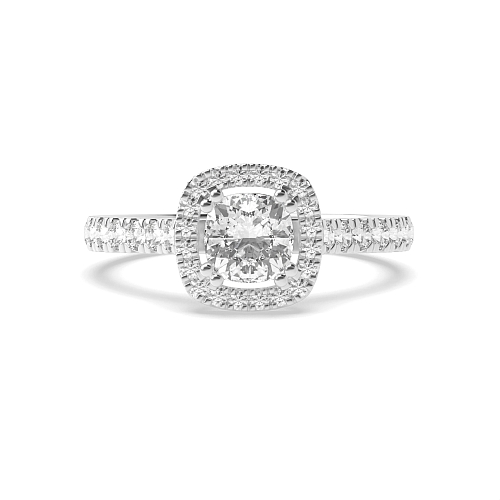 4 Prong Cushion Twin claws Halo Engagement Rings