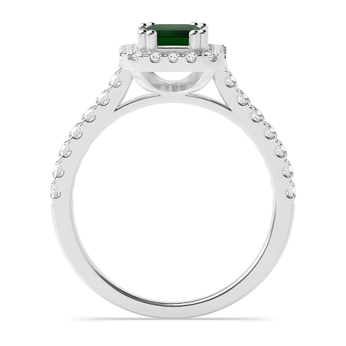 4 Prong Twin claws Emerald Halo Engagement Rings