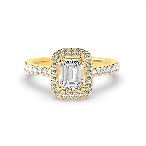 4 Prong Yellow Gold Twin claws Side Stone Engagement Rings