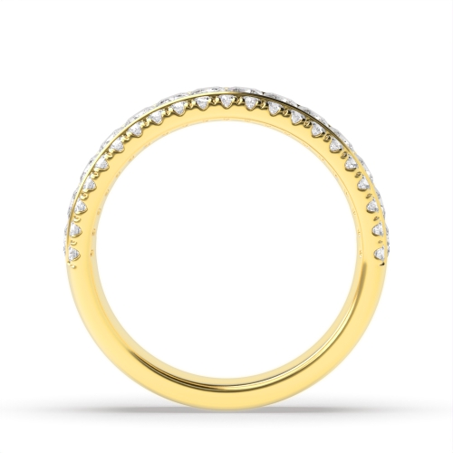 Channel Setting Princess Yellow Gold Three row round and Eternity Engagement Rings