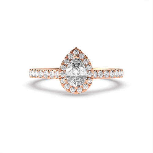 Prong Pear Rose Gold Halo Engagement Ring