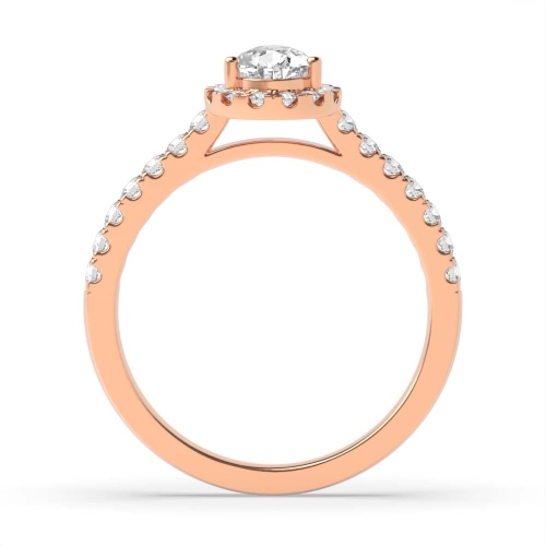 Prong Pear Rose Gold Halo Engagement Ring