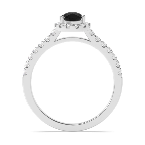 Prong Pear Black Diamond Halo Engagement Ring