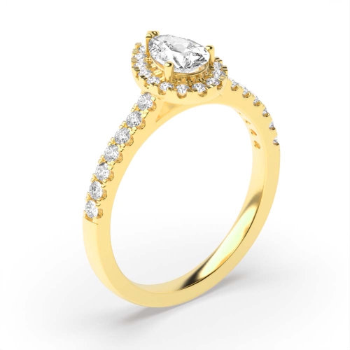 4 Prong Setting Pear Shape  Halo Diamond Engagement Rings