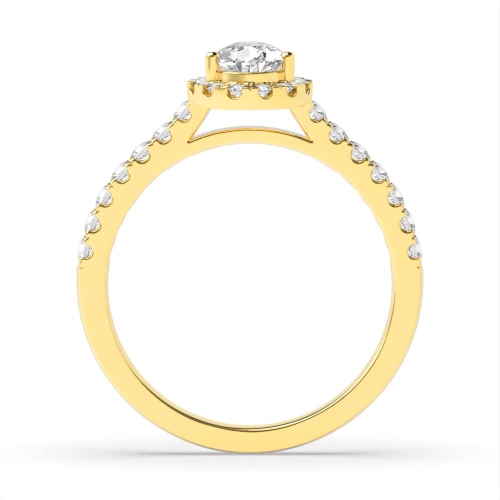 Prong Pear Yellow Gold Halo Engagement Ring