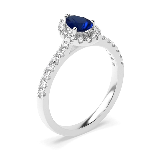 Shoulder set Blue Sapphire Engagement Rings