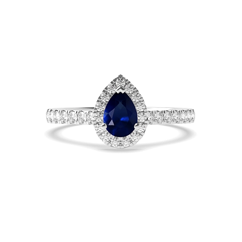 Shoulder set Blue Sapphire Engagement Rings