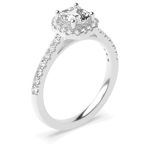 Asscher Shoulder set Engagement Rings