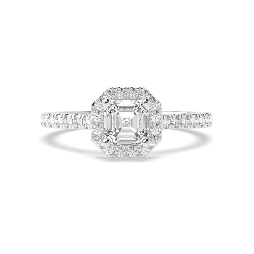 Asscher Shoulder set Engagement Rings