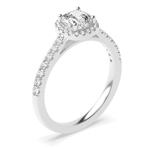 Cushion Shoulder set Halo Engagement Rings