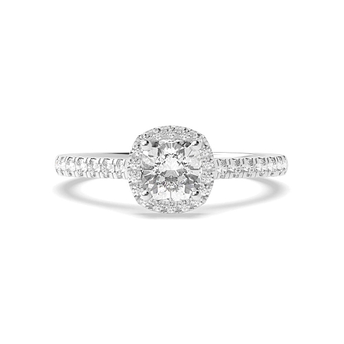 Cushion Shoulder set Halo Engagement Rings