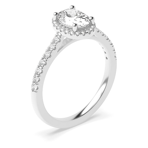 Oval Shoulder set Side Stone Engagement Rings