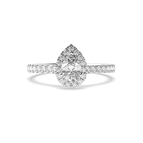 Prong Pear Shoulder Set Halo Engagement Ring