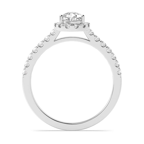 Prong Pear Platinum Shoulder Set Halo Engagement Ring