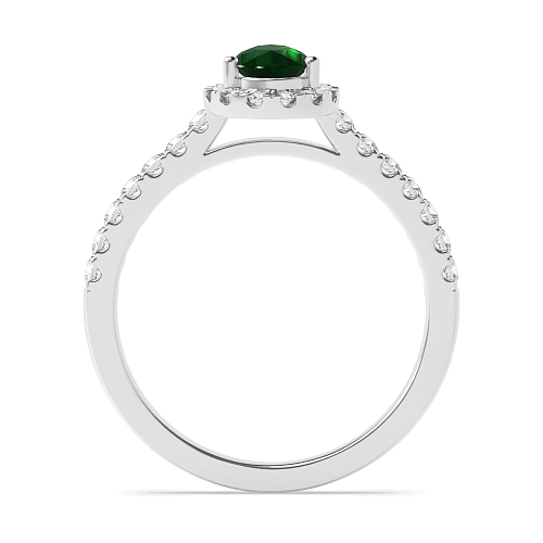 Shoulder set Emerald Halo Engagement Rings