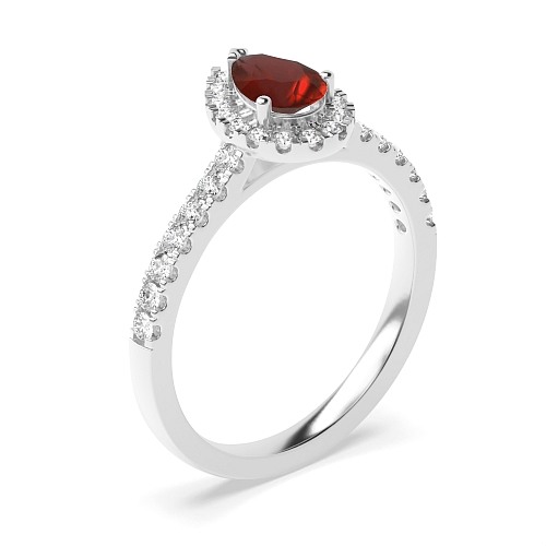 Shoulder set Garnet Halo Engagement Rings