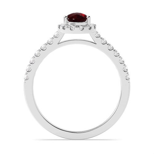 Prong Pear Ruby Halo Engagement Ring