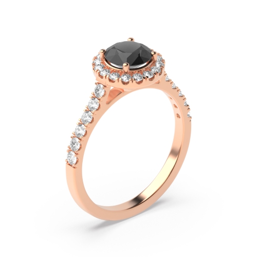 Classic and Minimalist Pave Set Halo Black Diamond Engagement Rings