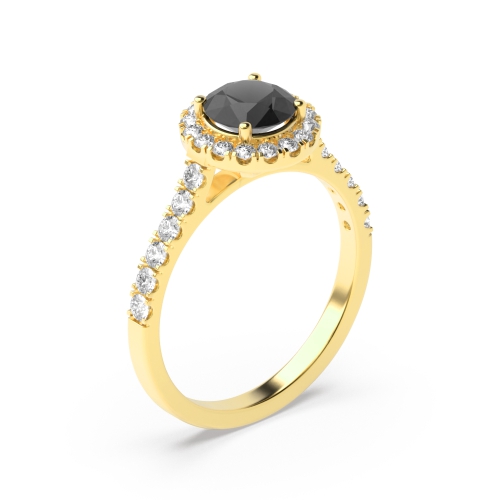 Classic and Minimalist Pave Set Halo Black Diamond Engagement Rings