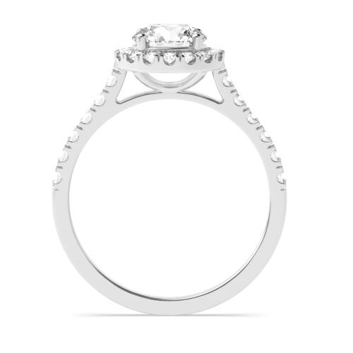 4 Prong Set Shank Lab Grown Diamond Halo Engagement Ring