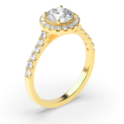4 Prong Setting Round Shape Delicate Halo Diamond Engagement Rings