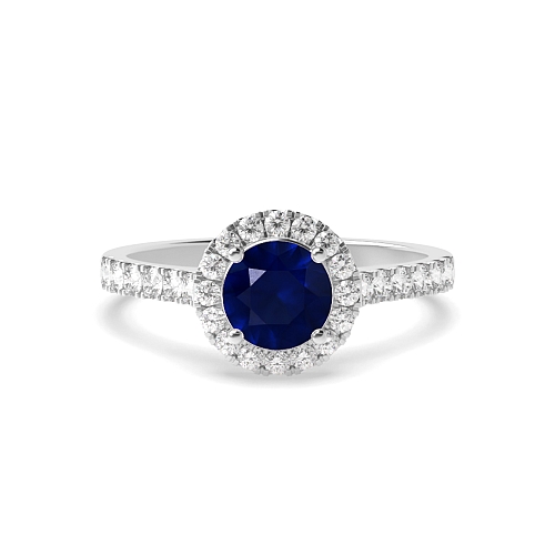 Prong set shank Blue Sapphire Engagement Rings
