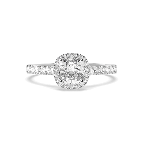 Cushion Prong set shank Halo Engagement Rings