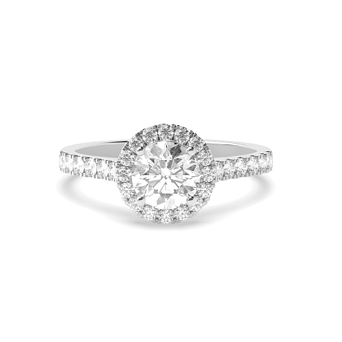 Prong set shank Halo Engagement Rings