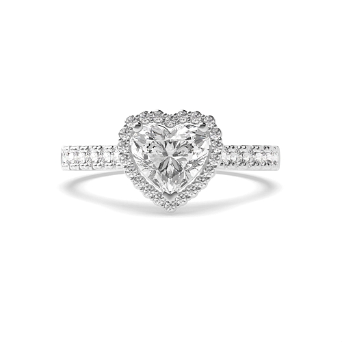 Prong Heart Classic mid set Side Stone Engagement Rings