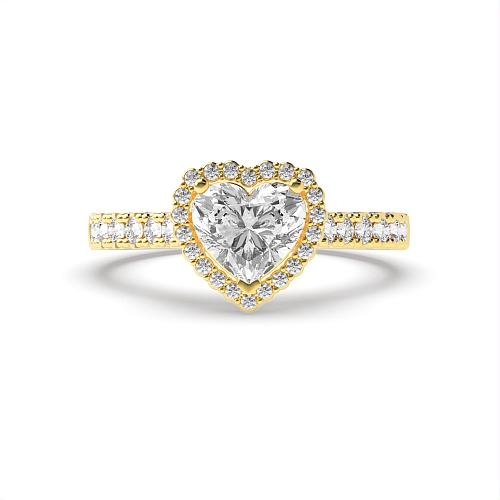 Prong Heart Yellow Gold Classic mid set Engagement Rings