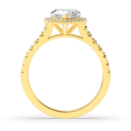 Prong Heart Yellow Gold Classic mid set Engagement Rings