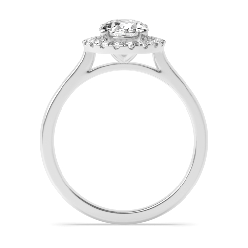4 Prong Oval Plain Shank Halo Engagement Ring