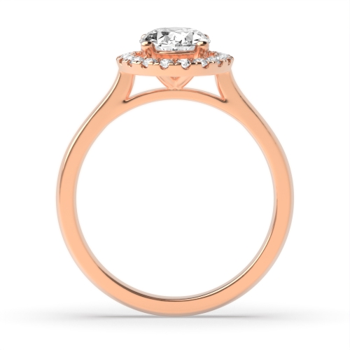 4 Prong Oval Rose Gold Plain shank Halo Engagement Rings