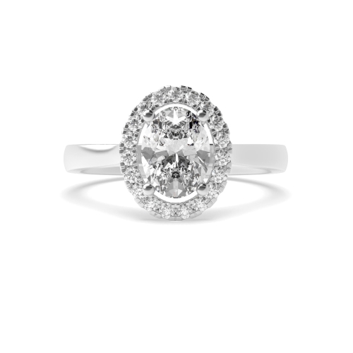4 Prong Oval Plain shank Side Stone Engagement Rings
