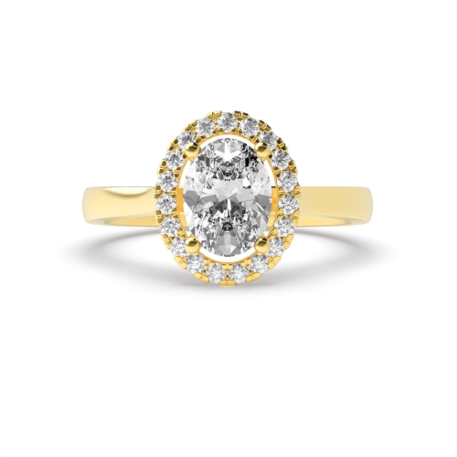 4 Prong Oval Yellow Gold Plain shank Engagement Rings