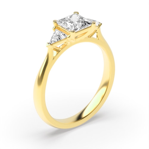 Princess And Trillion Diamond Three Stone Engagement Rings