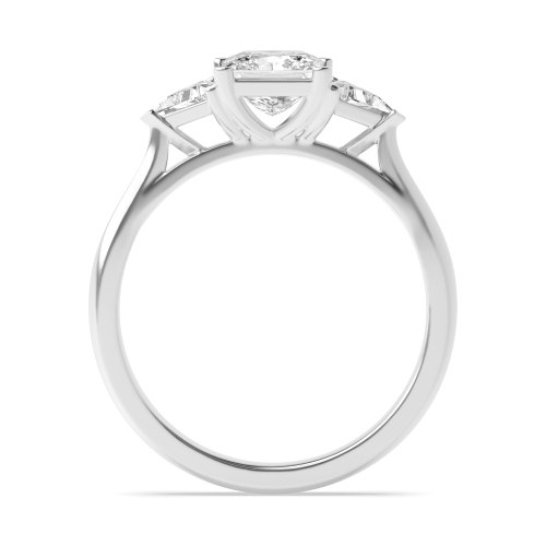 4 Prong Princess/Trillion Raised Set Three Stone Diamond Ring