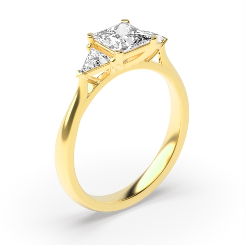 4 Prong Princess/Trillion Yellow Gold Raised set Engagement Rings