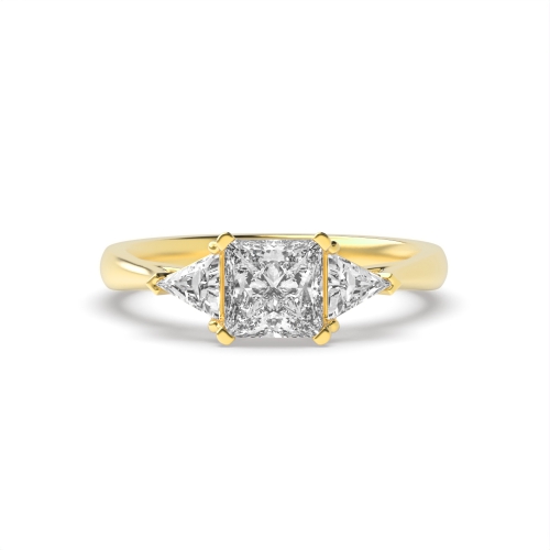 4 Prong Princess/Trillion Yellow Gold Raised set Engagement Rings