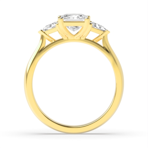 4 Prong Princess/Trillion Yellow Gold Raised set Engagement Rings