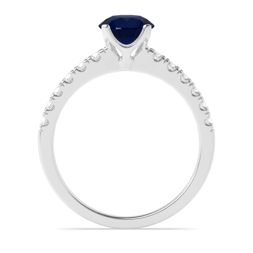 Blue Sapphire Side Stone Engagement Ring