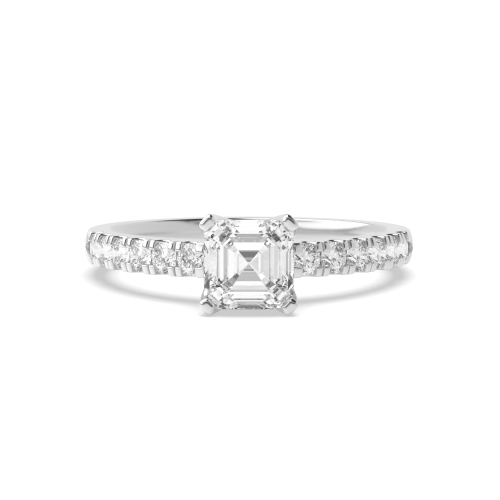 Asscher Side Stone Engagement Ring