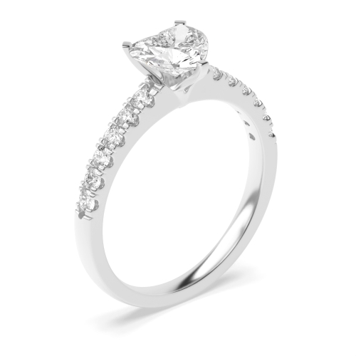 Prong Heart Side Stone Engagement Ring