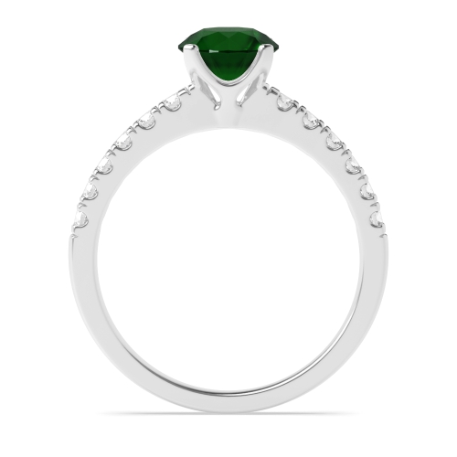Emerald Side Stone Engagement Ring