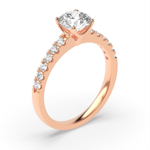 4 Prong Rose Gold Modern flower style Engagement Rings