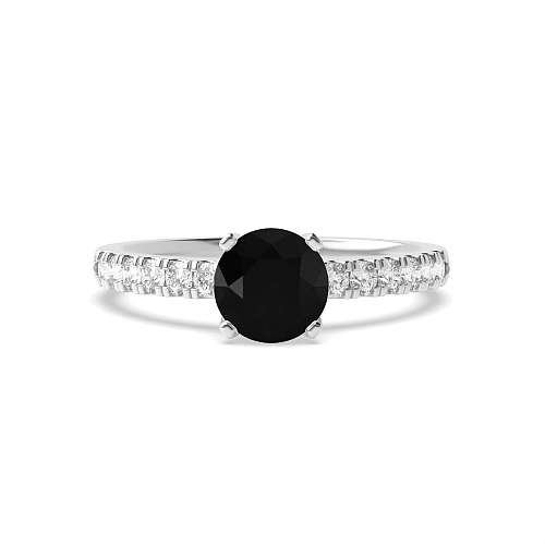 4 Prong Modern flower style Black Diamond Engagement Rings