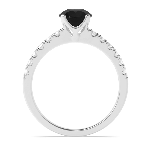 4 Prong Modern flower style Black Diamond Engagement Rings